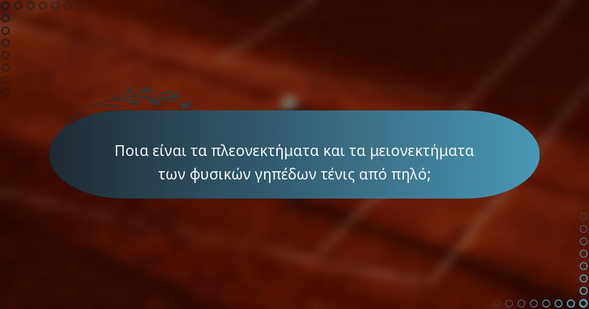 Ποια είναι τα πλεονεκτήματα και τα μειονεκτήματα των φυσικών γηπέδων τένις από πηλό;