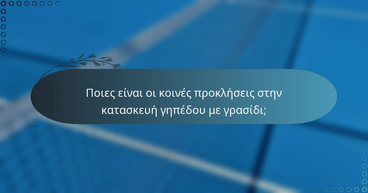 Ποιες είναι οι κοινές προκλήσεις στην κατασκευή γηπέδου με γρασίδι;